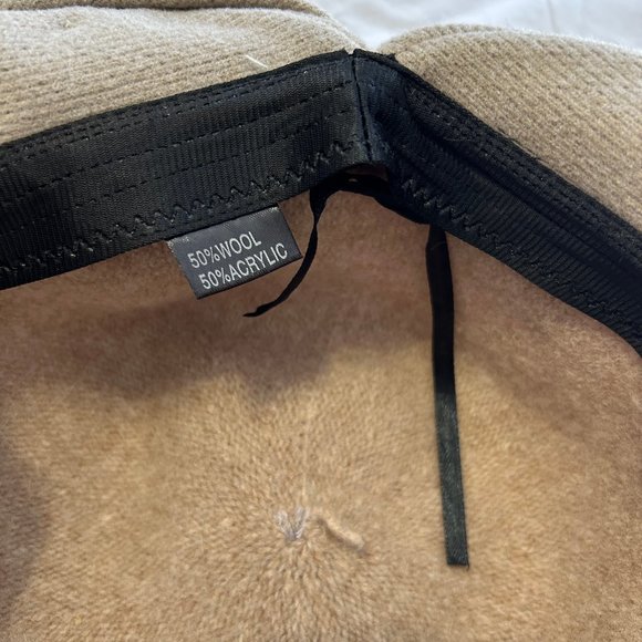 Retro Tan Wool Blend Ladies Hat with Bow - Picture 7 of 7